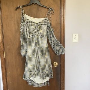3/$33 rewind dress check flower print cut out in back w ruffle XXL jrs